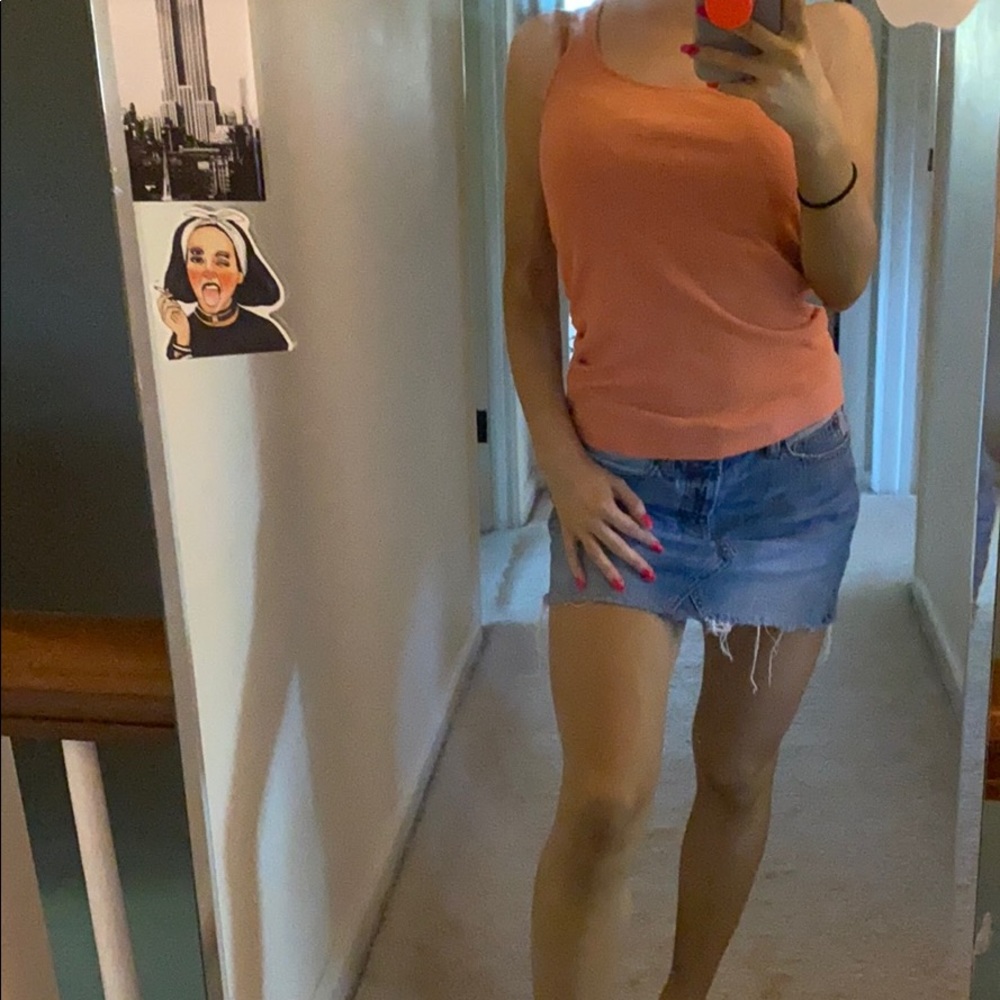 Orange tank top with crochet back